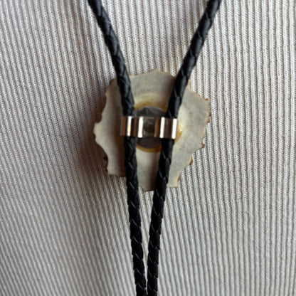 Wood and Stone Bolo on Black Tie
