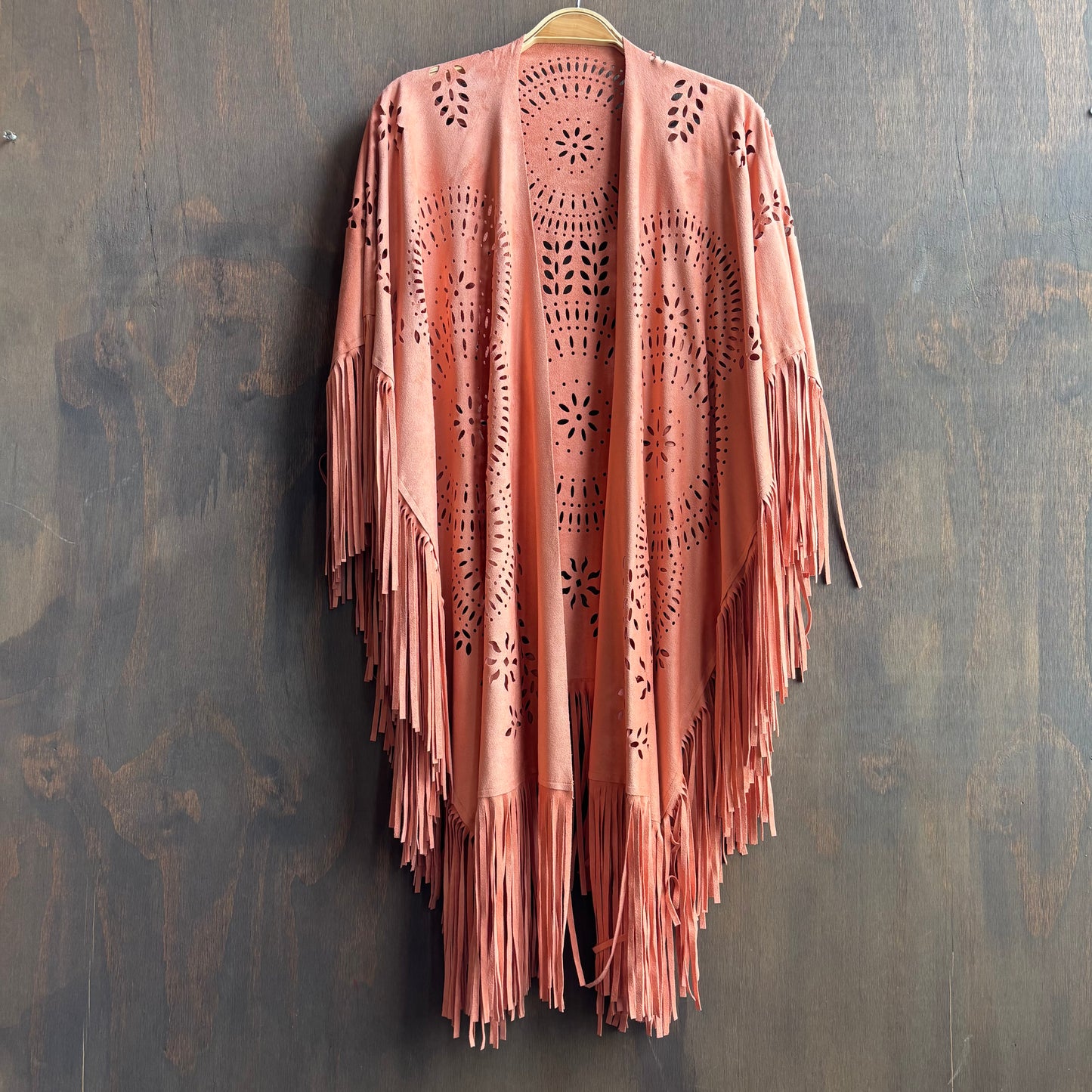 Pink Microsuede Fringed Shawl