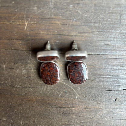 Dinosaur Bone Silver Earrings
