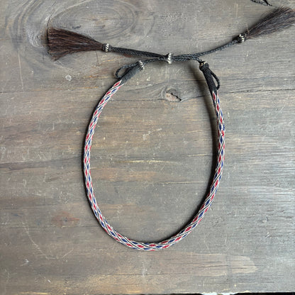 Red and Blue Horsehair Hat Band