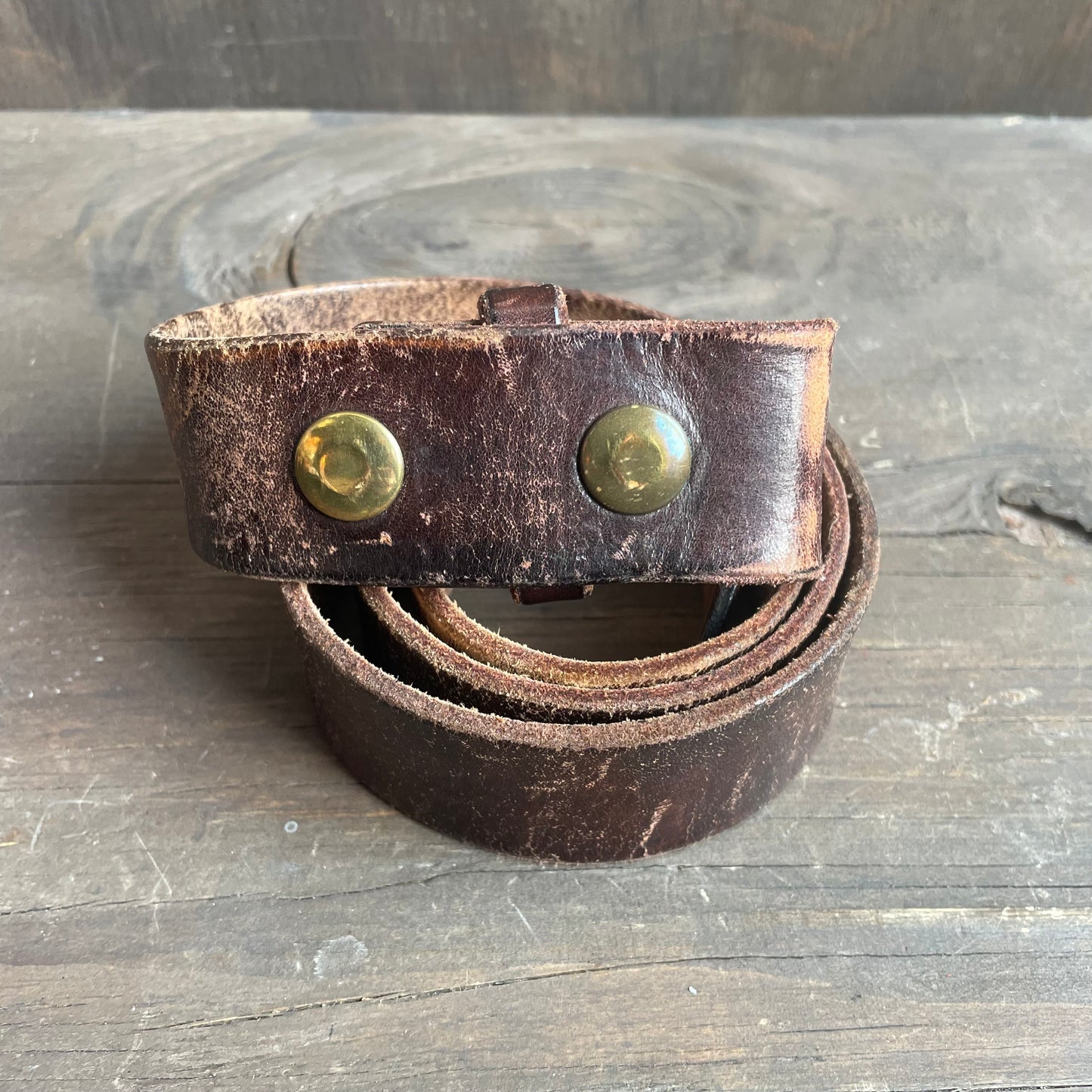 Vintage brown leather belt strap
