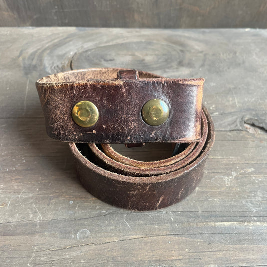Vintage brown leather belt strap