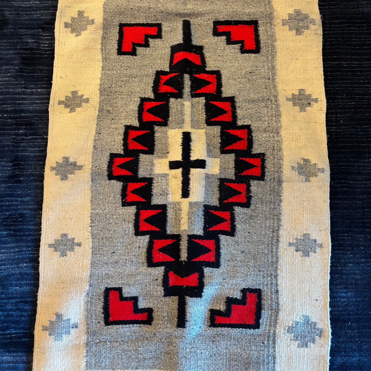 Black, Red and Grey Woven Rug