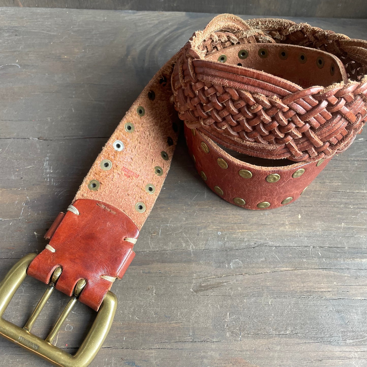 Leather braided belt