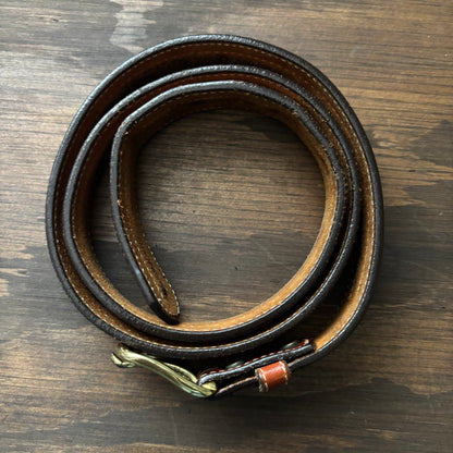 Brown Leather Belt with Brass Buckle