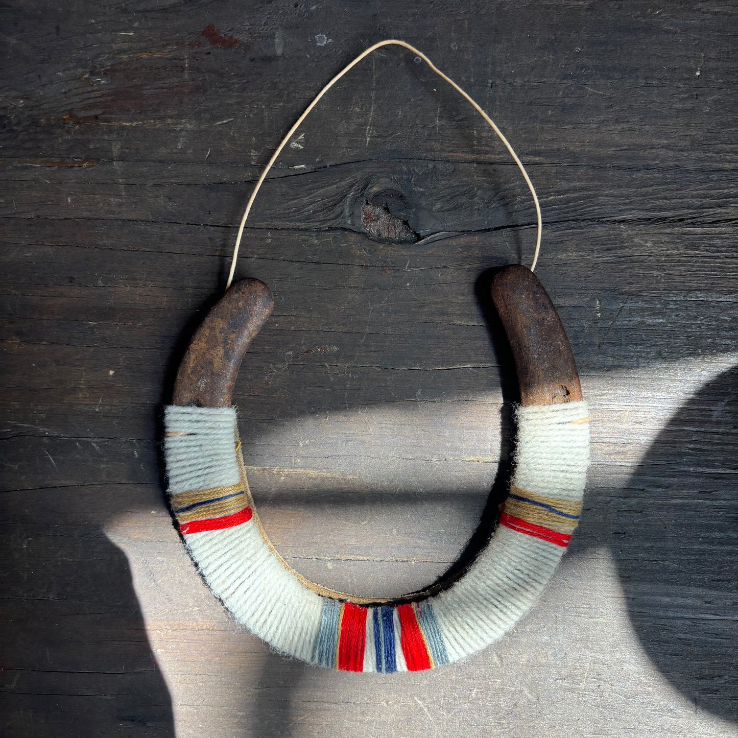 White Thread Wrapped Hanging Horseshoe