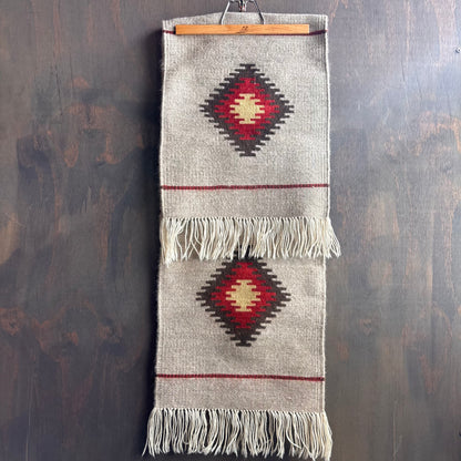 Vintage Beige Woven Geometric Table Runner