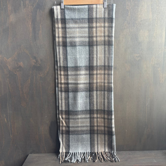 Grey Recycled Wool Tartan Blanket