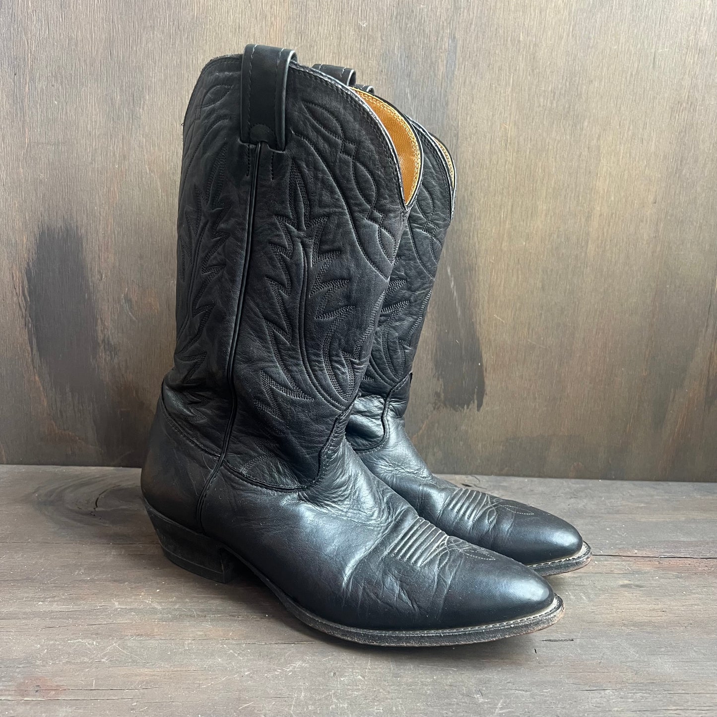 Nocona Black Leather Cowboy Boots