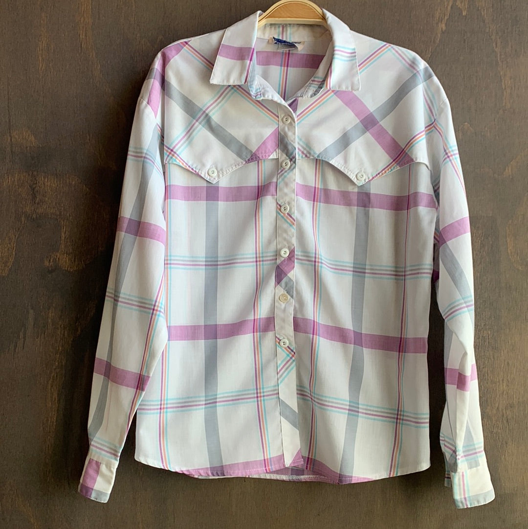 Vintage purple plaid button up