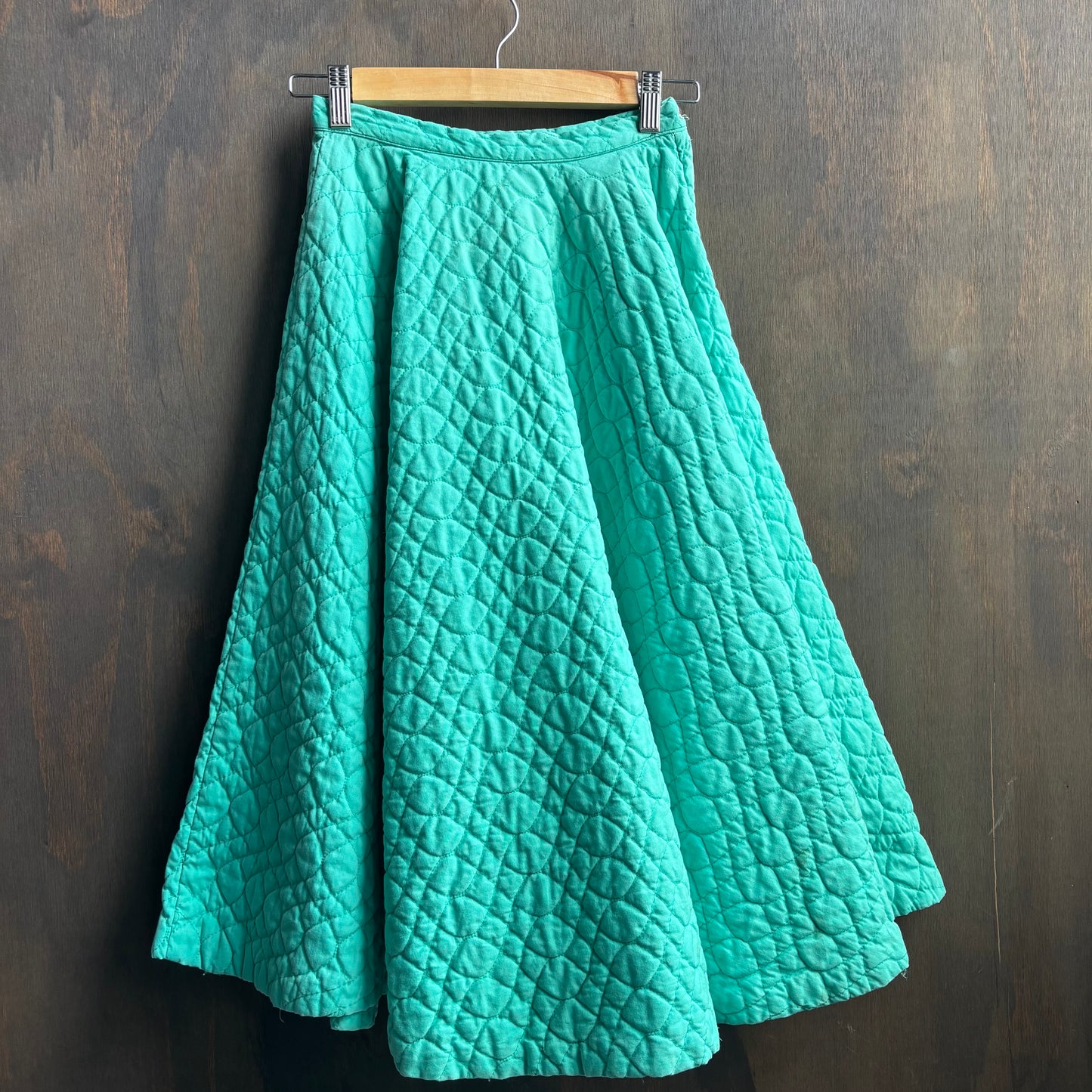 Vintage Handmade Green Quilted Skirt