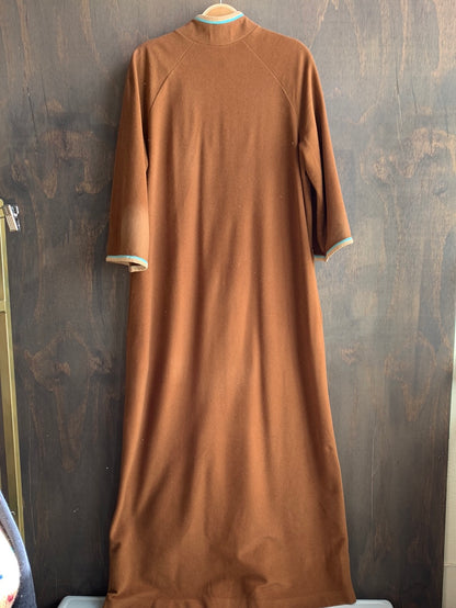 Vintage brown nightgown with turquoise trim & zipper