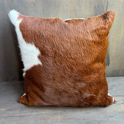 Brown and White Cowhide Pillow