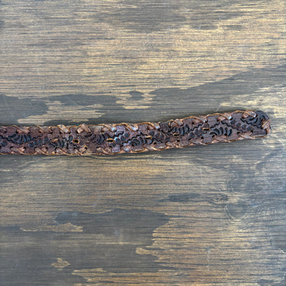 Reversible Brown Leather Belt with Wood Buckle