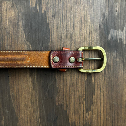 Brown Leather Belt with Brass Buckle