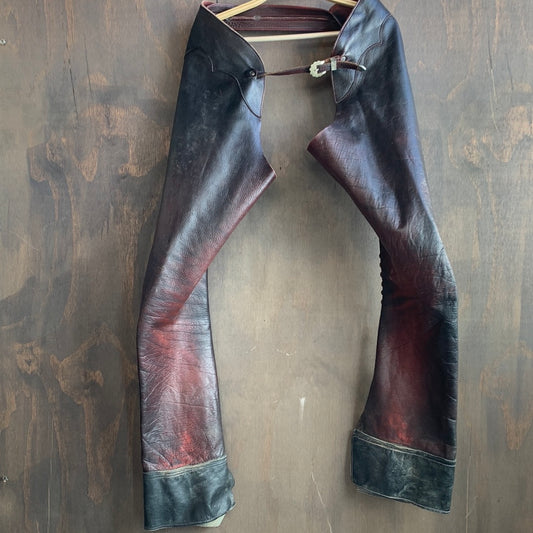 Vintage Leather Chaps with Scalloped Edge