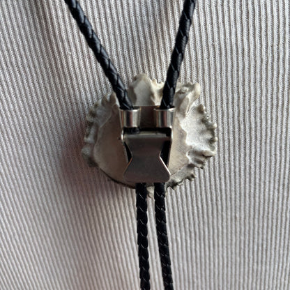 Bear Bolo on Black Leather Tie