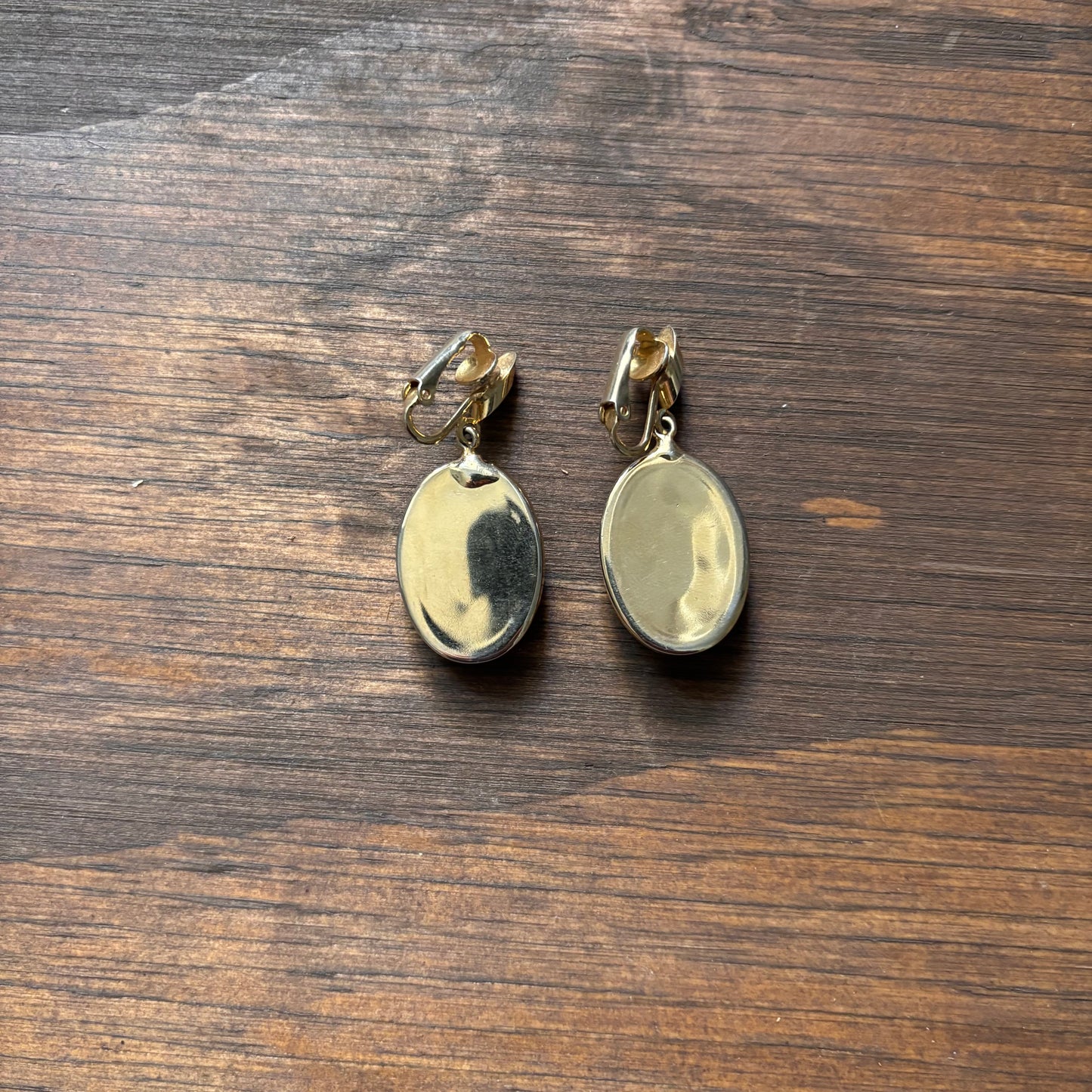 Vintage Carved Green Stone Clip-On Earrings