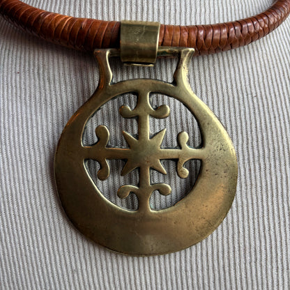 Mac Warman Abstract Medallion Leather Collar