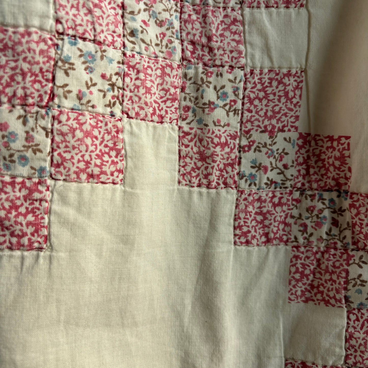 Vintage Pink Quilt Vest with Denim Trim