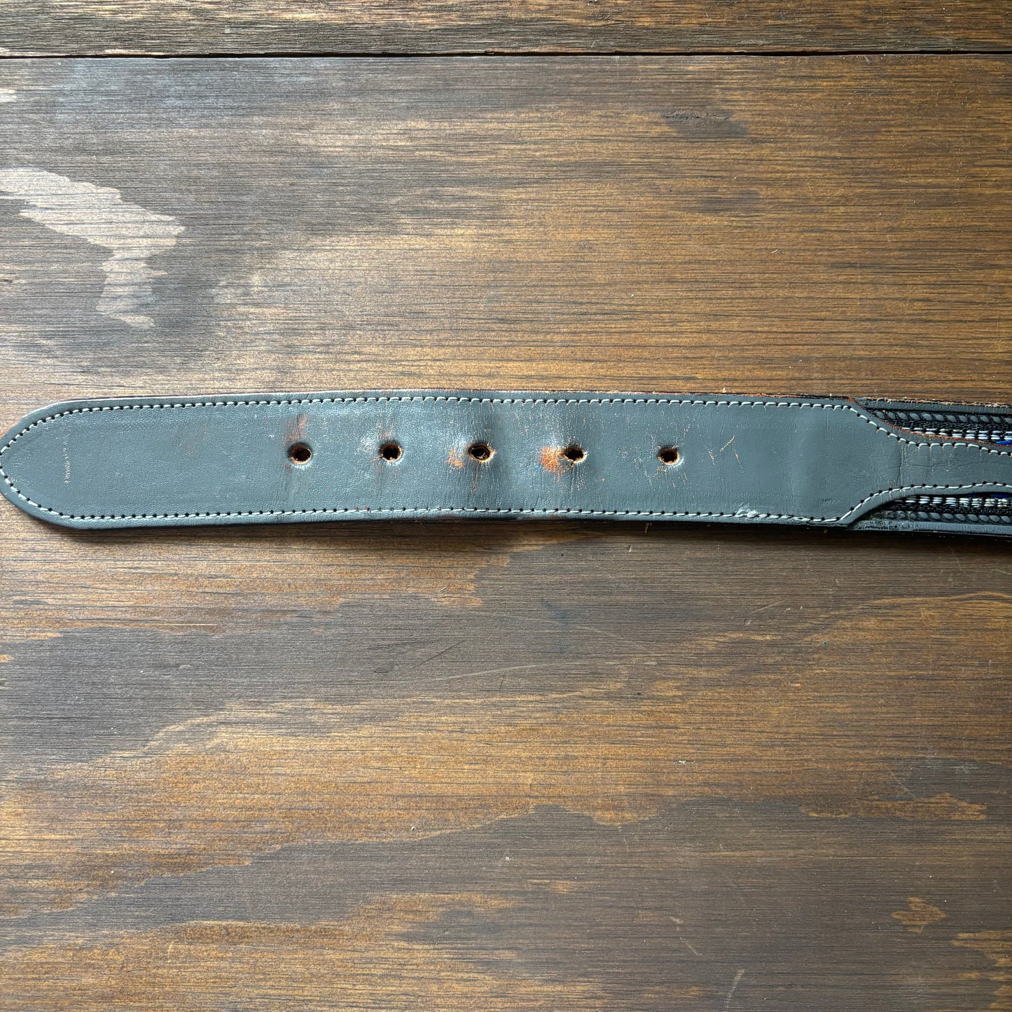 Grey Leather Woven Belt