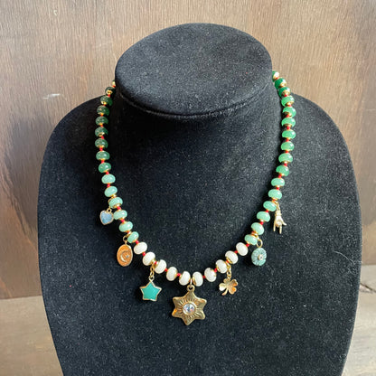 Ostrich moon star charm necklace