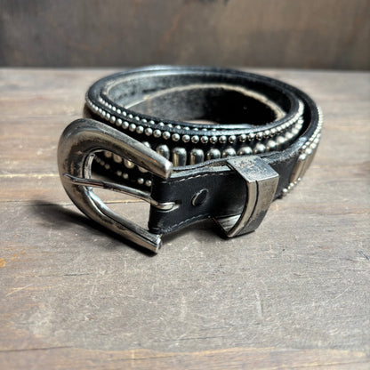 Black Leather Studded Belt