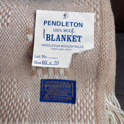 Vintage Pendleton Beige Wool Blanket