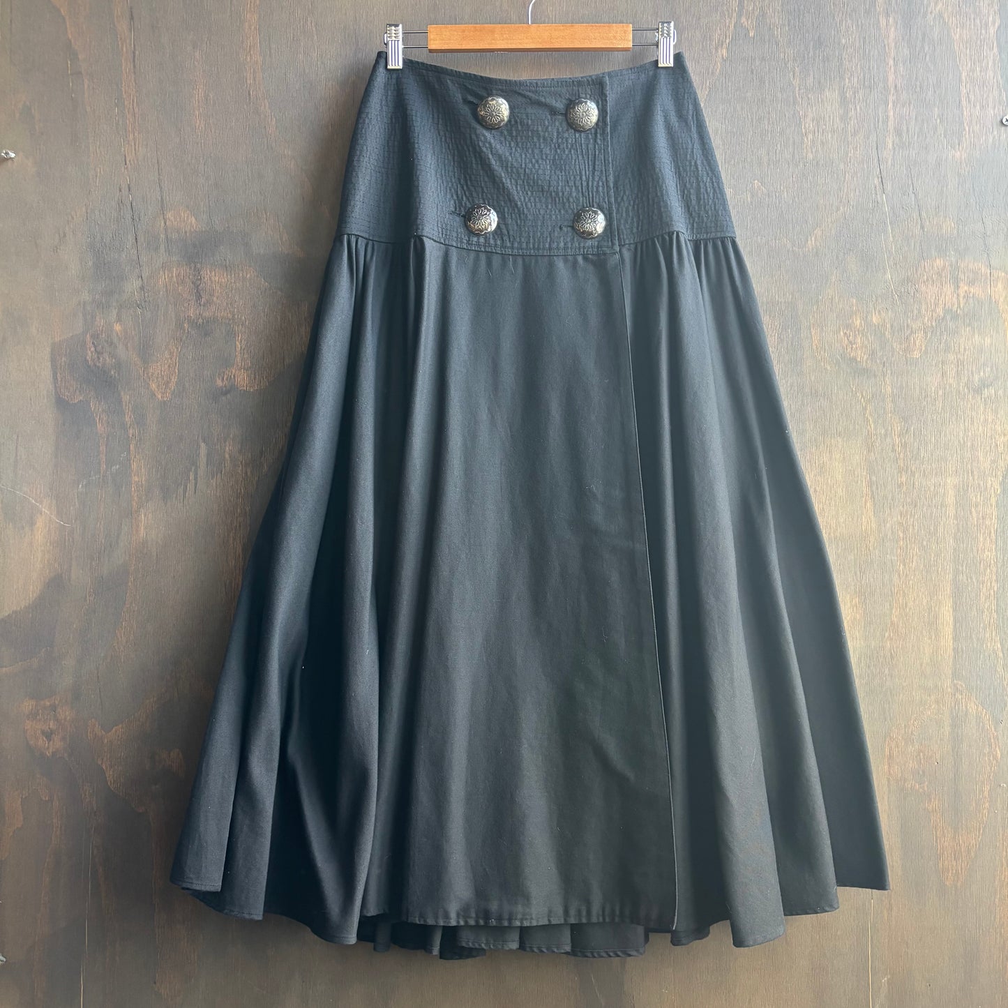 Black Cotton Skirt with Conchos