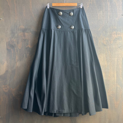 Black Cotton Skirt with Conchos