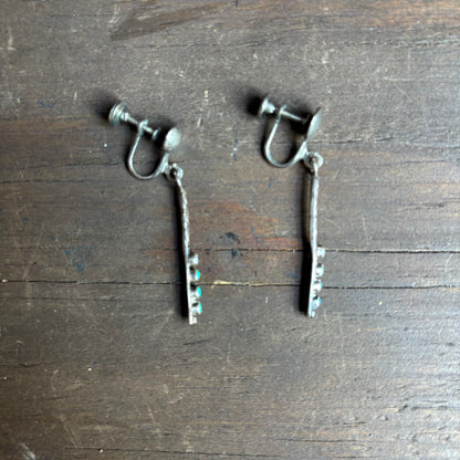 Silver Line Dangle Clip Earrings