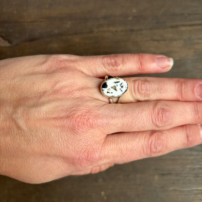 Silver Ring with Speckled Stone