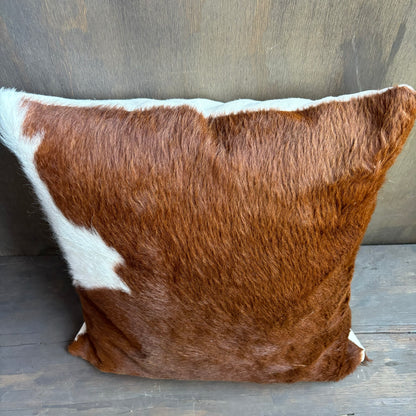 Brown and White Cowhide Pillow