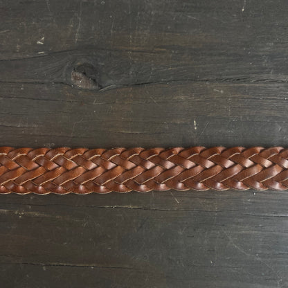 Brown Braided Belt with Solid Brass Buckle