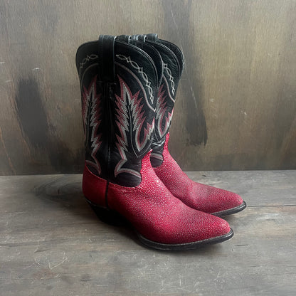 Tony Lama Red and Black Stingray Boots