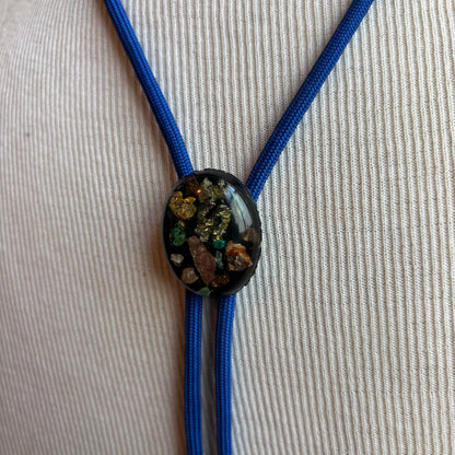 Resin Multi-Stone Bolo on Blue Tie