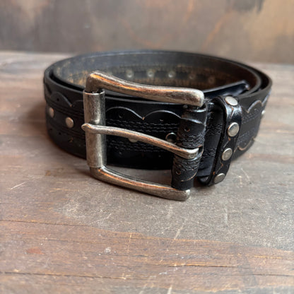 Black Leather Studded Belt
