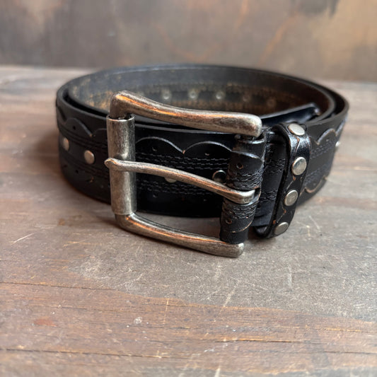 Black Leather Studded Belt