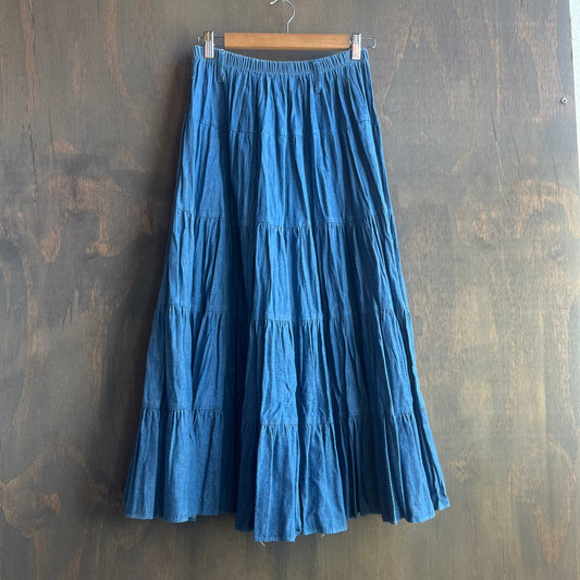 Vintage Blue Pleated Skirt