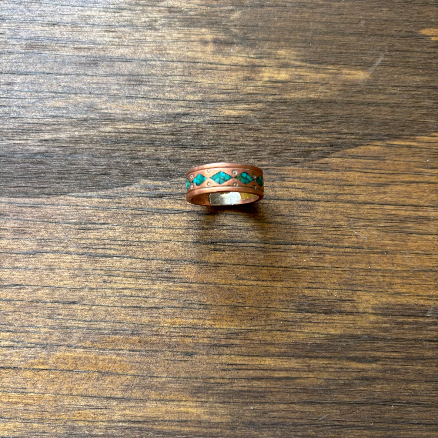 Copper Turquoise Chip Ring
