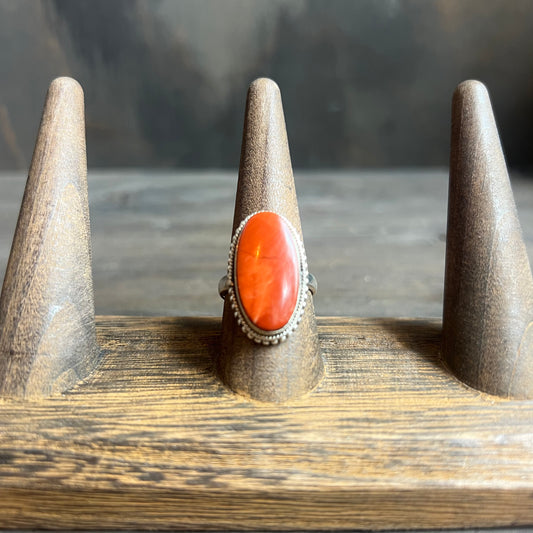 Silver and Coral Vintage Ring