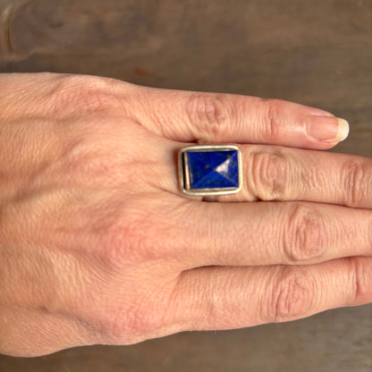 Vintage Silver Square Lapis Ring