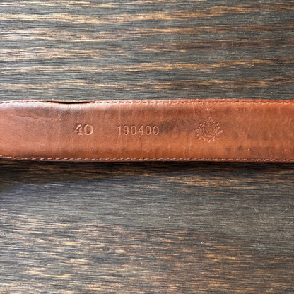 Brown Leather Belt with Metal Tip