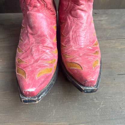 Old Gringo Pink Cowgirl Boots with Leaf Designs