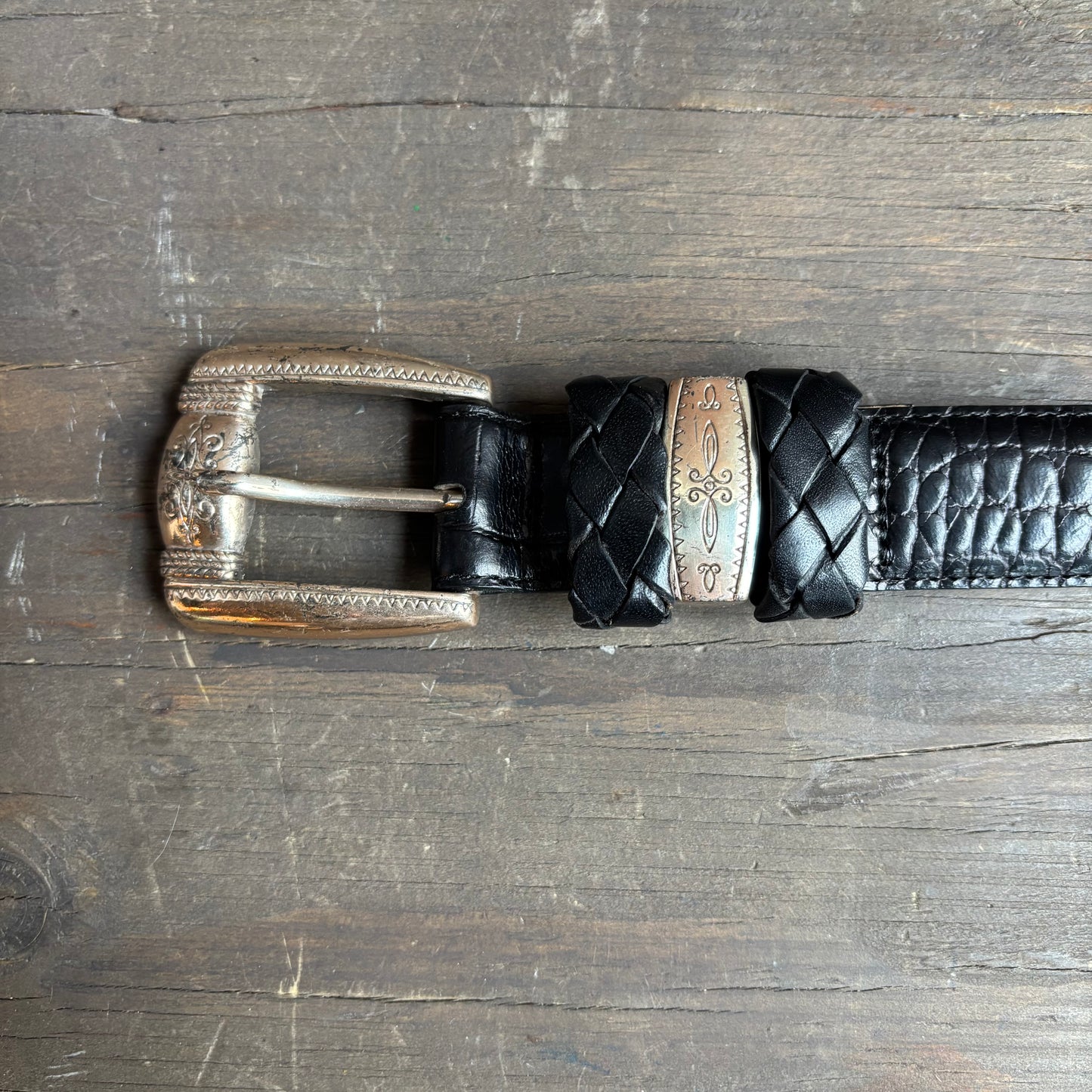 Brighton Black Faux Reptile Belt