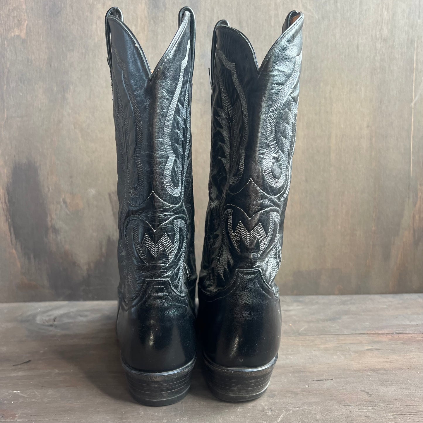 Tony Lama Black Leather Cowboy Boots