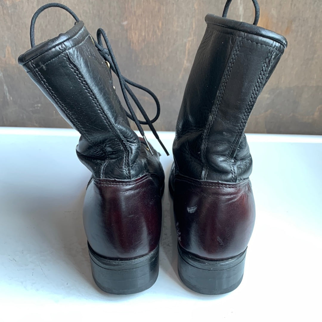 Laredo black & burgundy leather lace-up boots