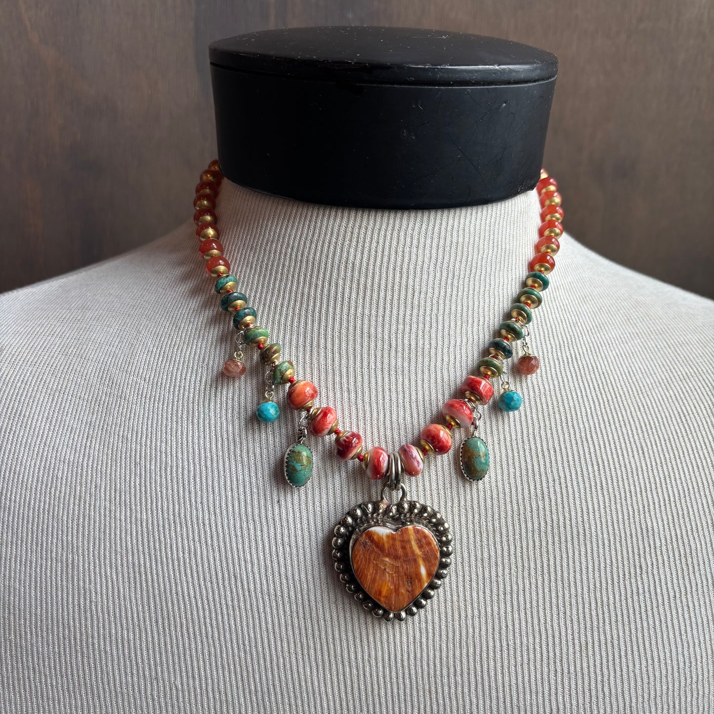 Ostrich Moon Heart Pendant Necklace