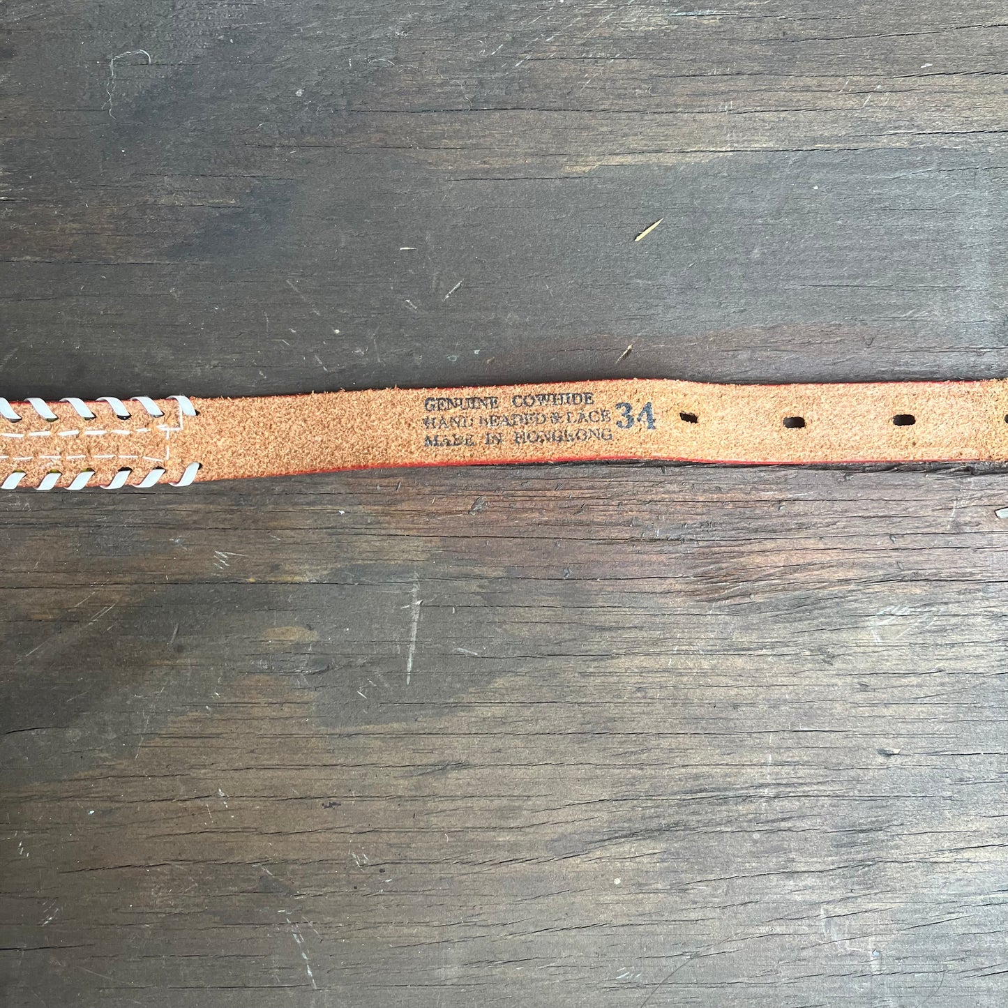 Beaded Alaska Brown Leather Belt