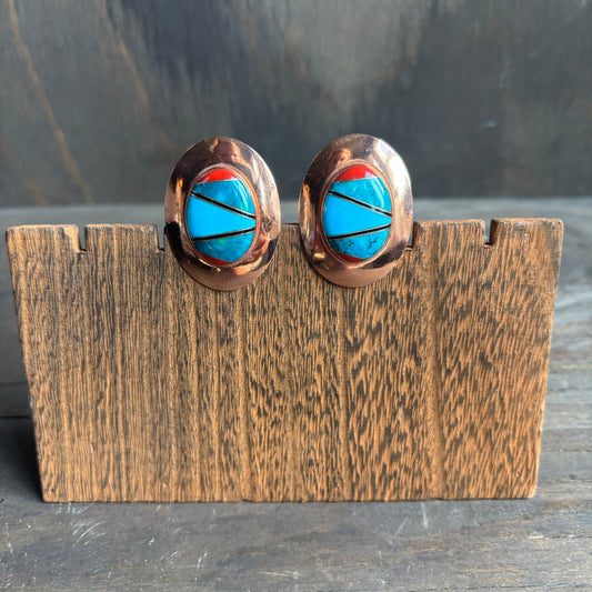 Copper Oval Clip Earrings